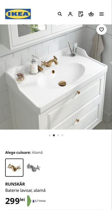 Baterie lavoar RUNSKÄR, alamă – nouă, IKEA