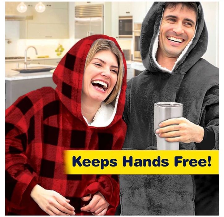 Плюшено Пухкаво Одеяло с Ръкави и Качулка Huggle Hoodie