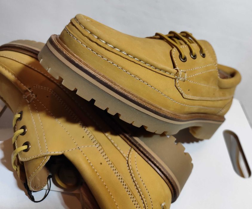 Pantofi derby 42 42.5 lace up boat ZARA NOI piele naturala nappa camel