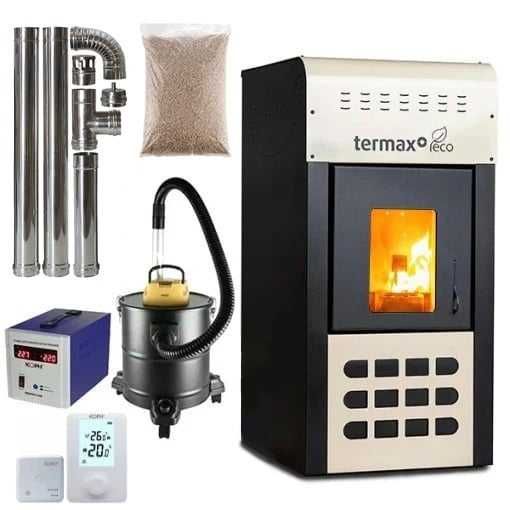Pachet termosemineu cu peleti Termax Kamin ECO, 25 kW, 160 mp