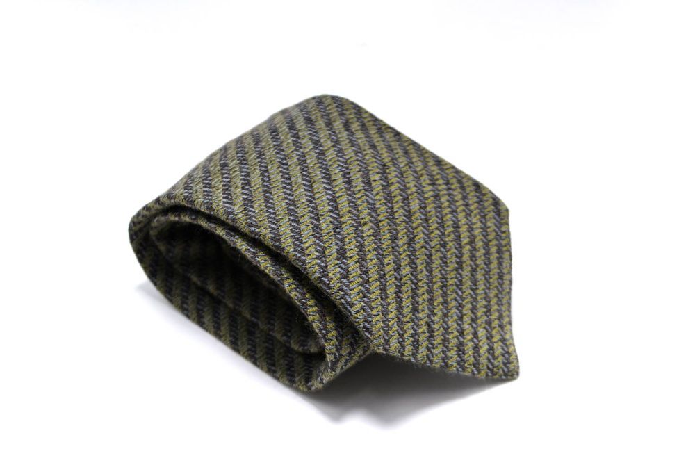 Cravata barbati Daks din Lana Gri / Verde cu Dungi Slim 8 cm CR59