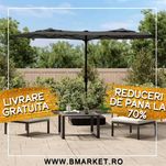 Umbrela de soare gradina/terasa cu lumini LED 316×240 cm Gri Antracit