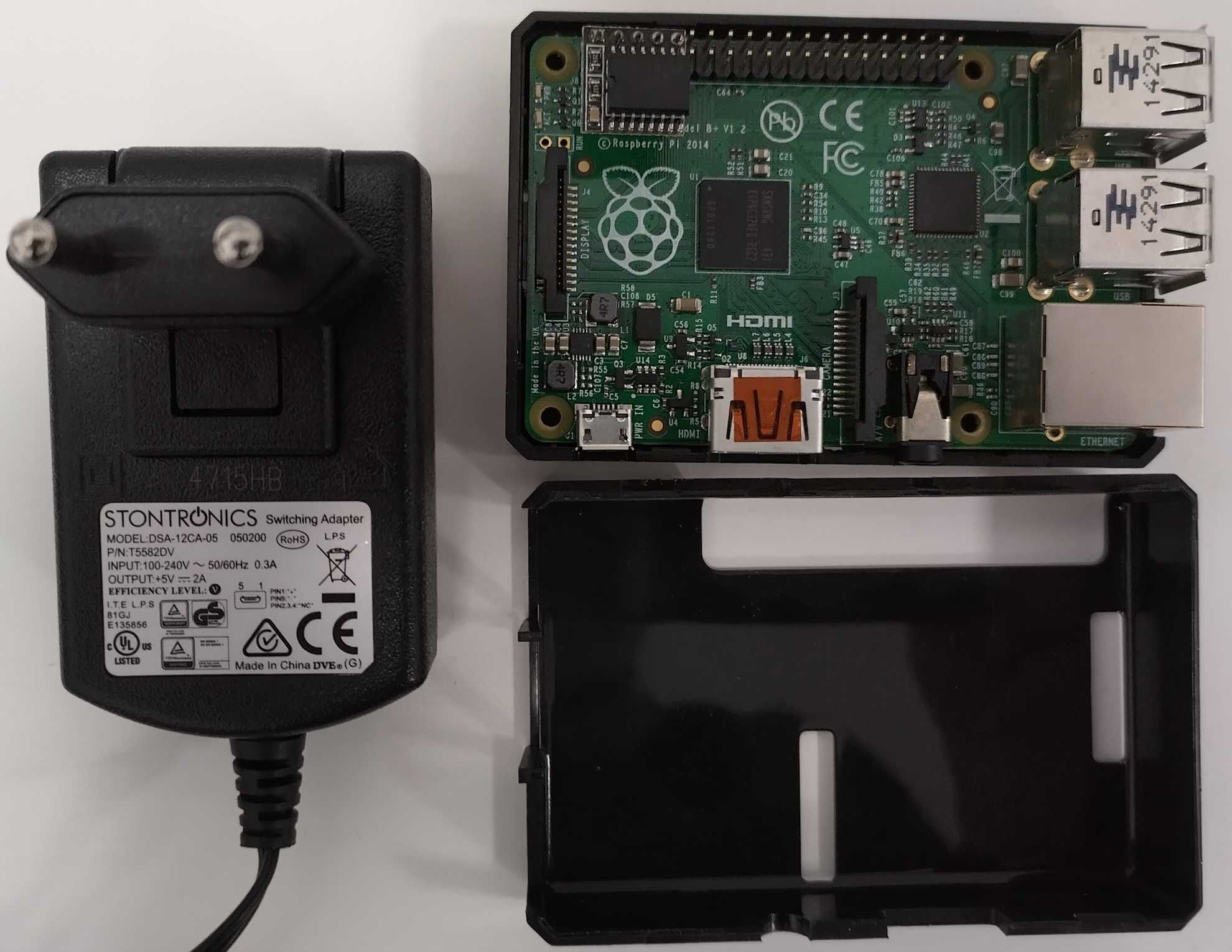 Raspberry PI Model B+ v1.2, 1GB, carcasa, sursa originala, modul RTC