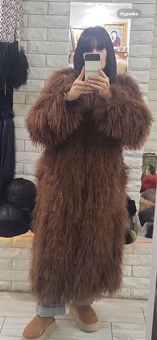 Палто естествен косъм Монголско агне