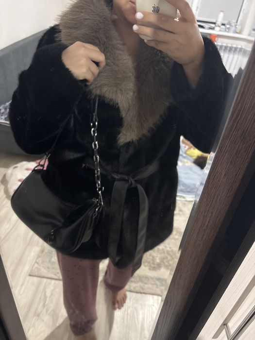 Шуба черная новая и сумка