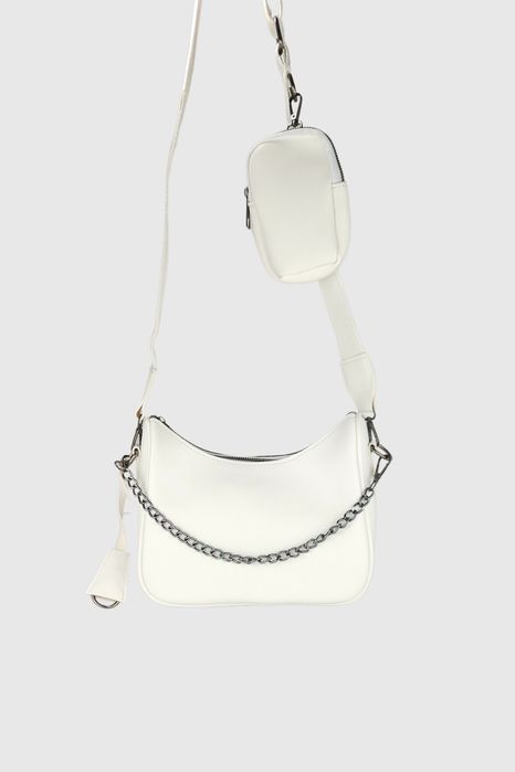 НОВО! ЛИКВИДАЦИЯ! Дамска чанта с монетник в бяло