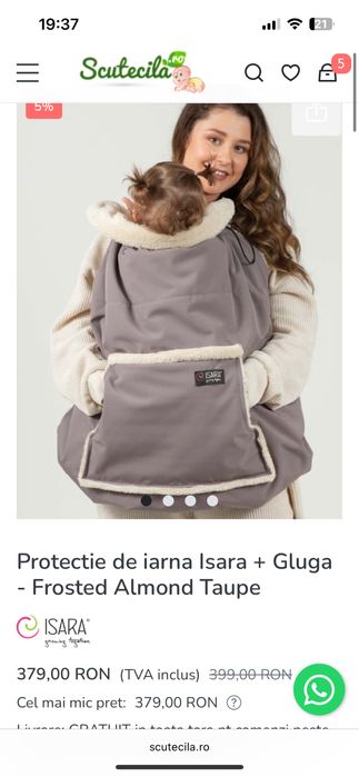 Protectie de iarna Isara + Gluga - Frosted Almond Taupe