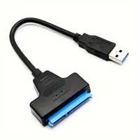 Adaptor USB la SATA, Pentru HDD/SSD, Plug and play, 20cm, Negru