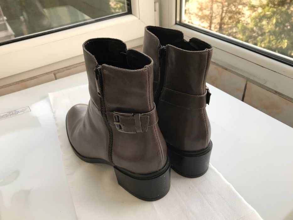 Ghete Dama din Piele Naturala Marime 39 culoare gri inchis (Noi)