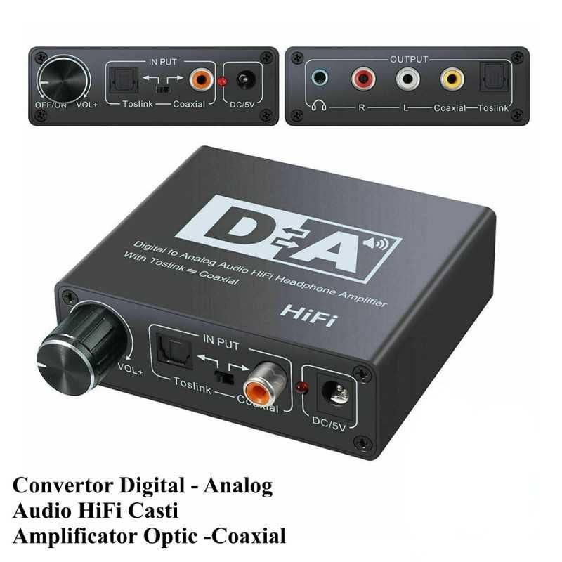 Convertor Toslink Digital la Rca Analog Audio Convertor Semnal Audio