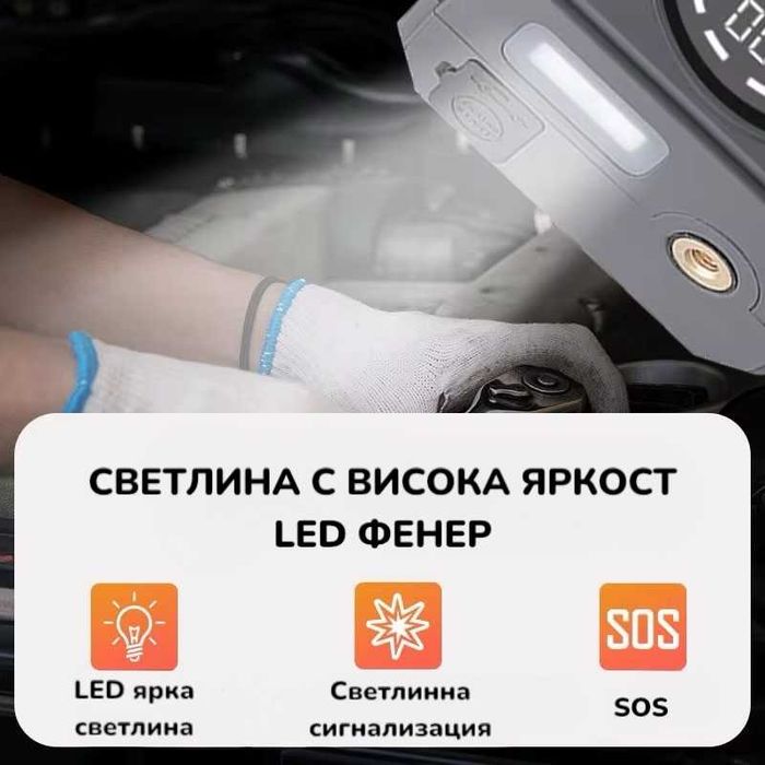 НОВО СМАРТ Стартерно устройство 1500A стартов ток с компресор 12V