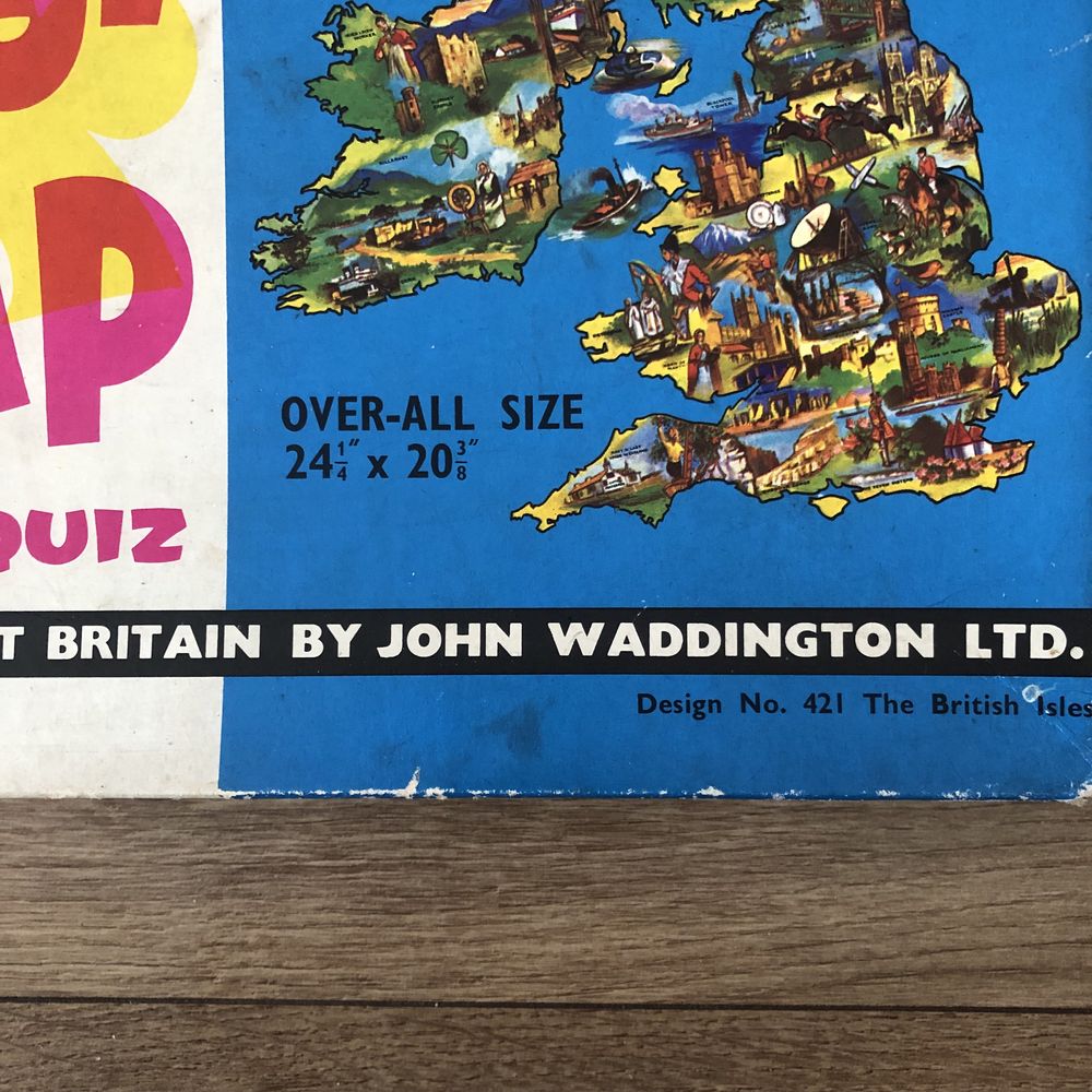 PUZZLE Vintage 1970 Jig-Map Marea Britanie Waddington | joc harta