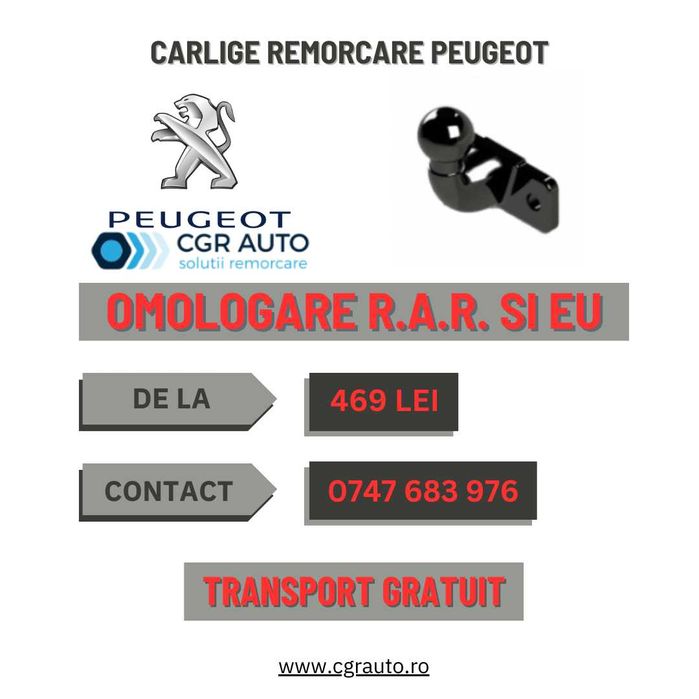 Carlige remorcare Peugeot omologate si durabile