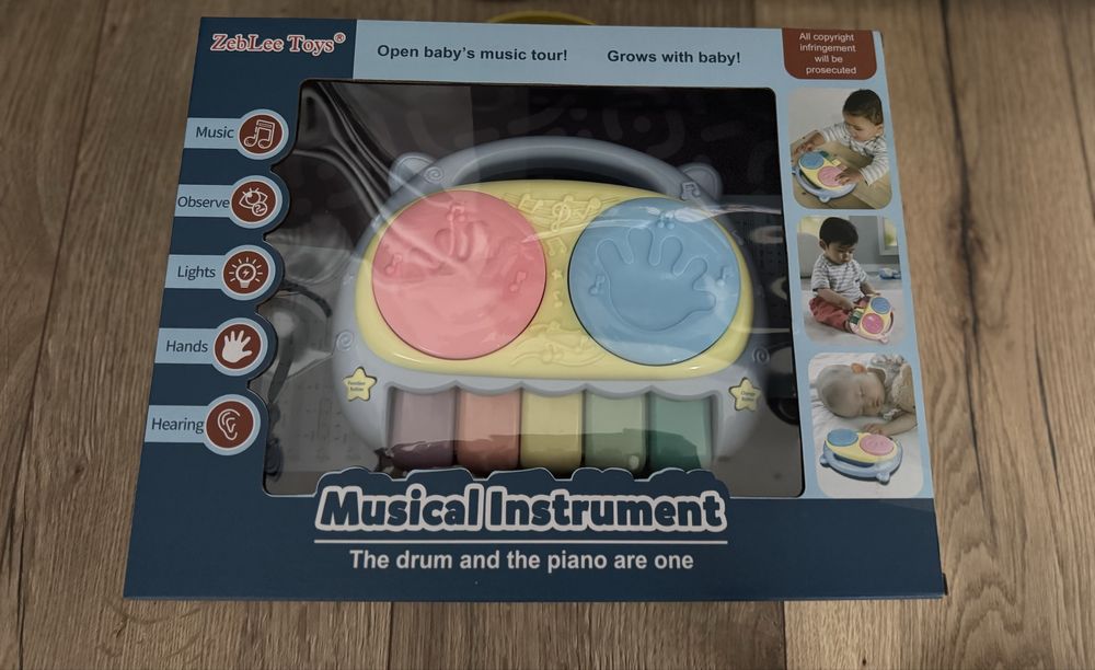 Jucarie muzicala 2 in 1 bebe – Pian si Tobe Hand Beat Drums