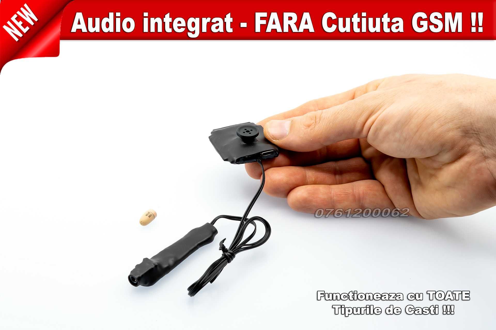 Casca de copiat + Camera in Nasture cu Audio Integrat Fara Cutiuta GSM