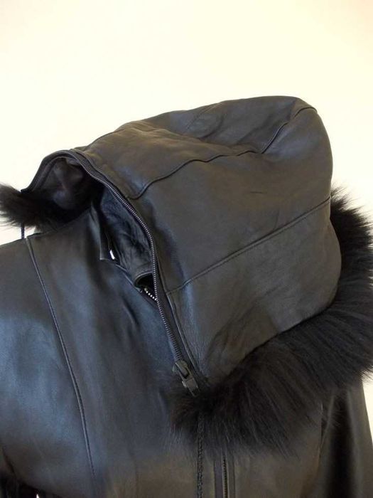 Дамско яке от естествена кожа - телешки бокс  - зимно черно