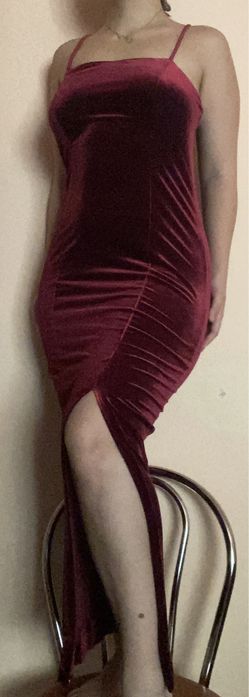 Rochie de Catifea Lungă Roșie