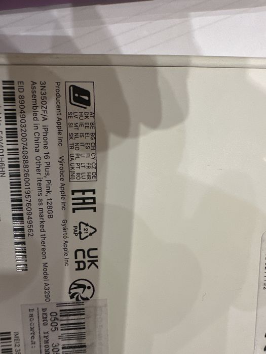 Iphone 16 PLUS 128 gb Pink Нов