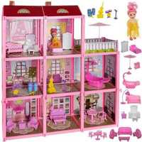 Голяма детска къща за кукли с мебели 156 части
