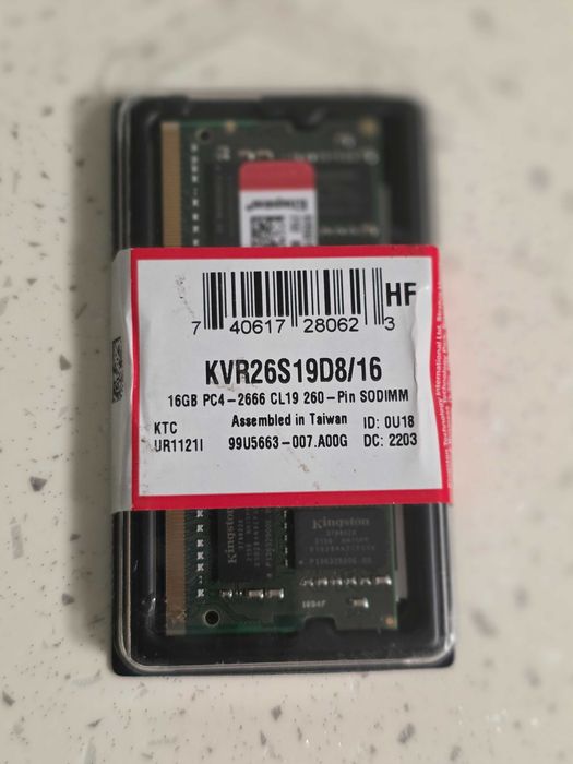 Memorie Laptop 16GB DDR4 2666MHz Kingston  nou