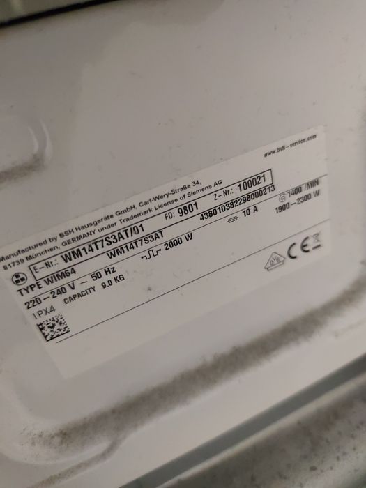 Mașină de spălat Siemens iQ500 – 9 kg – 1400 rpm – Germania