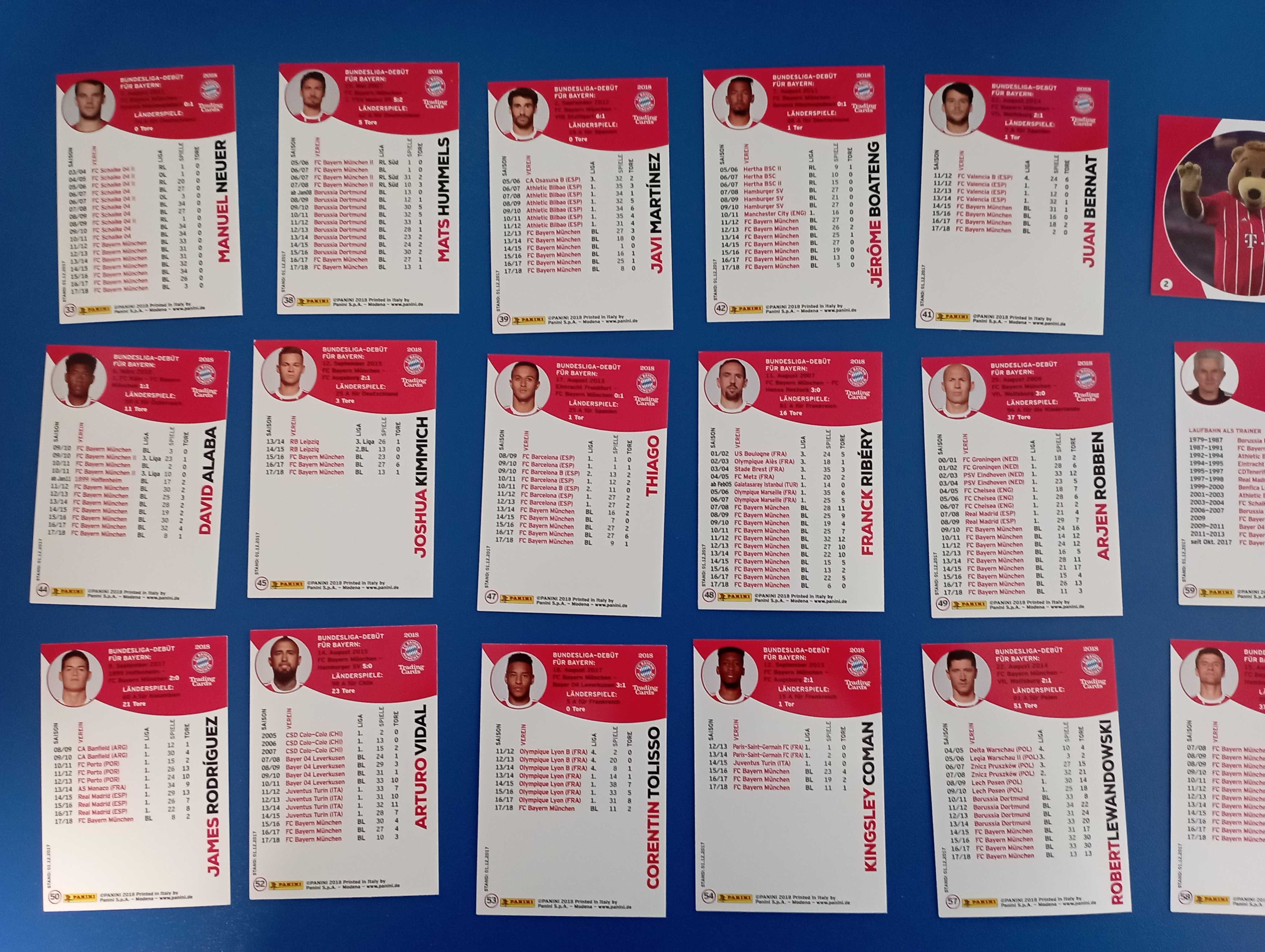 Set complet cartonase Panini FC Bayern München 2017-2018