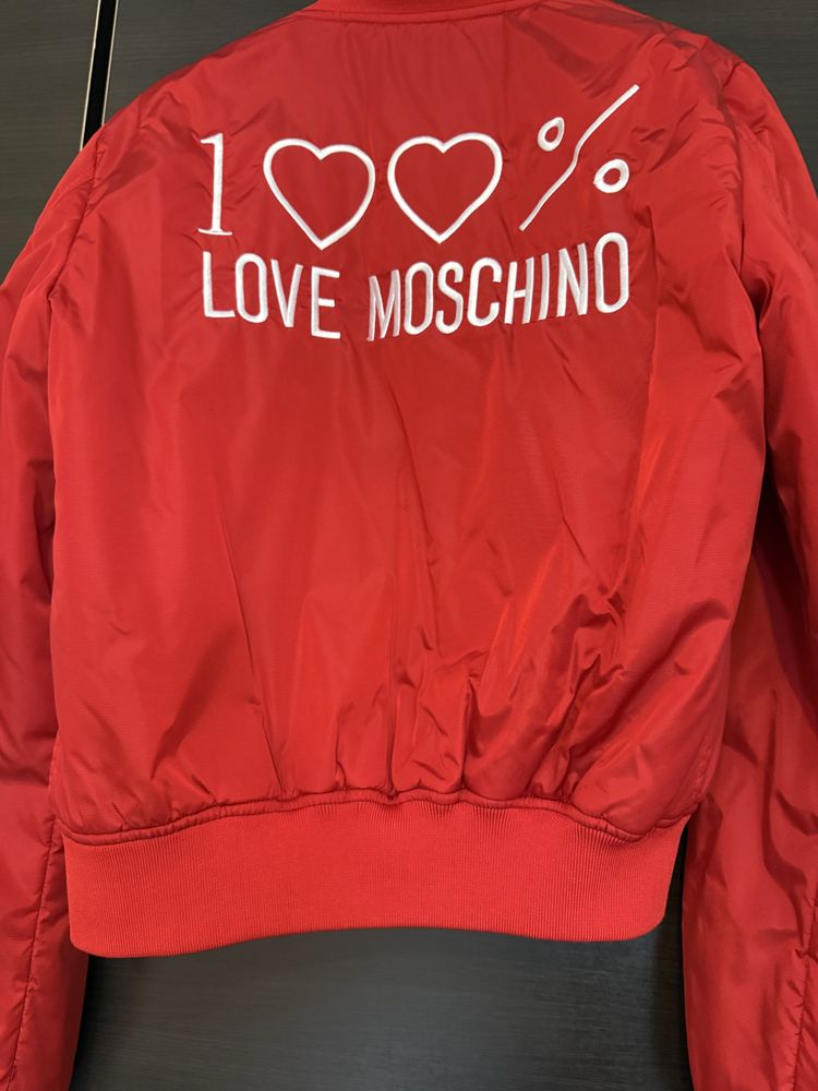 Love Moschino  Бомбър яке с бродирано лого на гърба, Червен, S