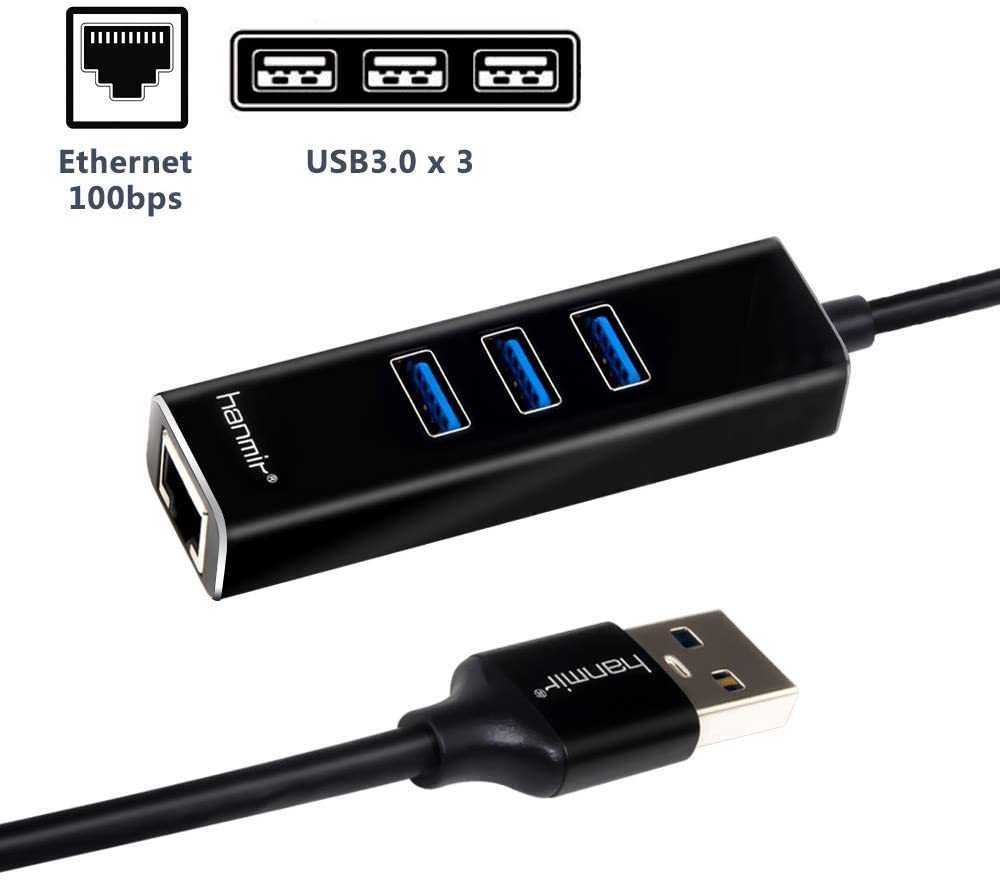 HANMIR Hub, 3xUSB 3.0 - 5Gbps, Gigabit Ethernet RJ45 , алуминиев