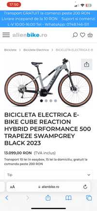 Bicicletă Hibryd pro reaction Cube 625W bateria