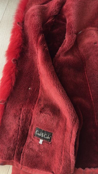 Cojoc din blana naturala si piele intoarsa marimea M