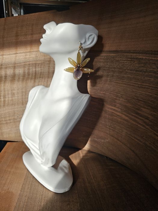 Обеци с естествен цвят на орхидея Камбрия.

Естествен цвят на орхидея