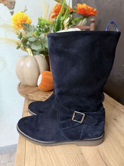 Tommy hilfiger 37 естествен велур кожа боти ботуши обувки