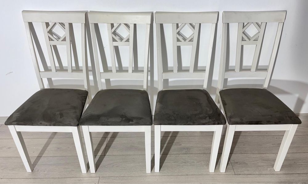 3 Buc. Scaun Dining Lemn Masiv cu Șezut Tapițat Catifea Gri