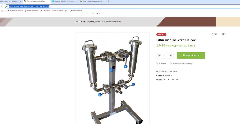 Element filtrant suc de mere