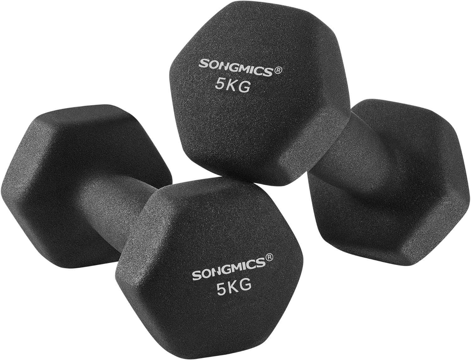 Set 2 gantere , 2 x 5 kg , prindere antialunecare din neopren  , negru