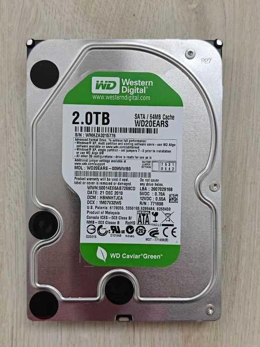 HDD Western Digital WD20EARS-00MVWB0 2TB 5400RPM 64MB SATA
