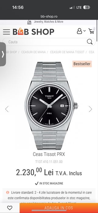 Ceas Tissot PRX black absolut nou 40mm