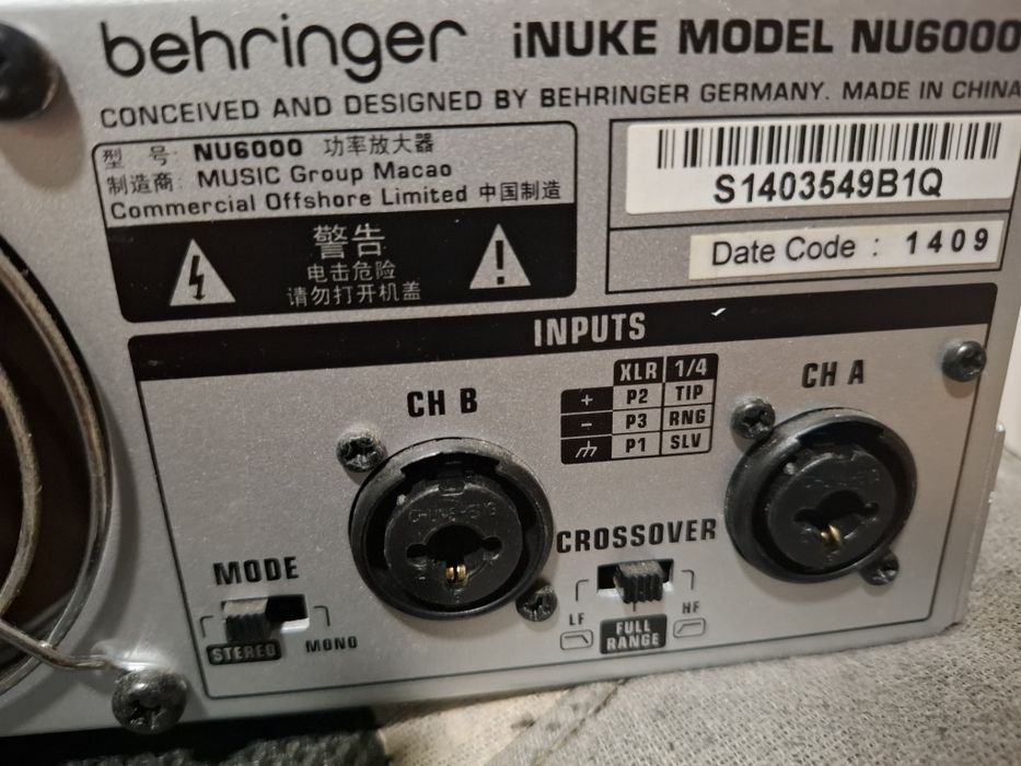 Putere amplificator behringer nu nx 6000