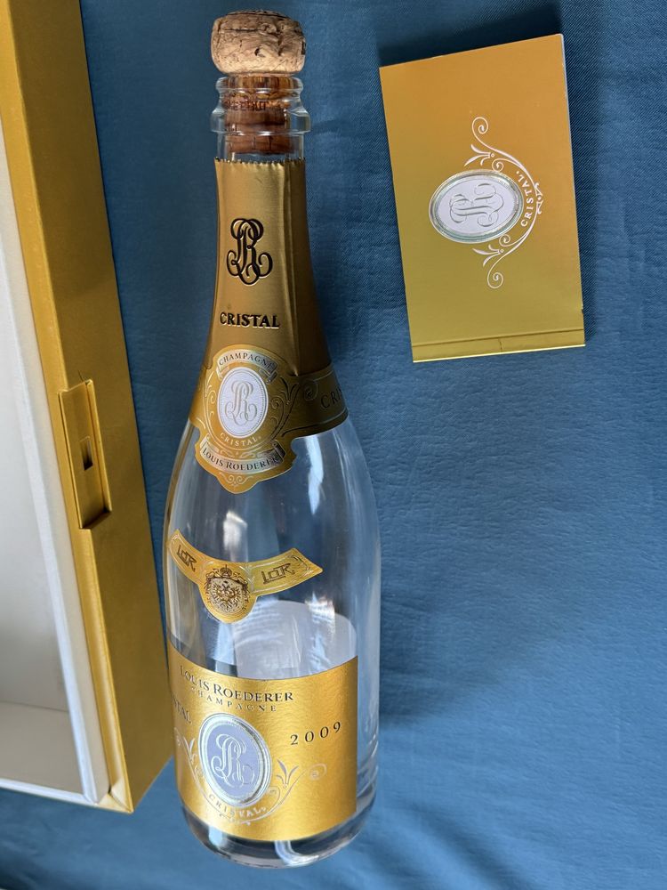 ОРИГИНАЛНА Бутилка от шапнаско с кутия Louis Roederer Cristal 2009
