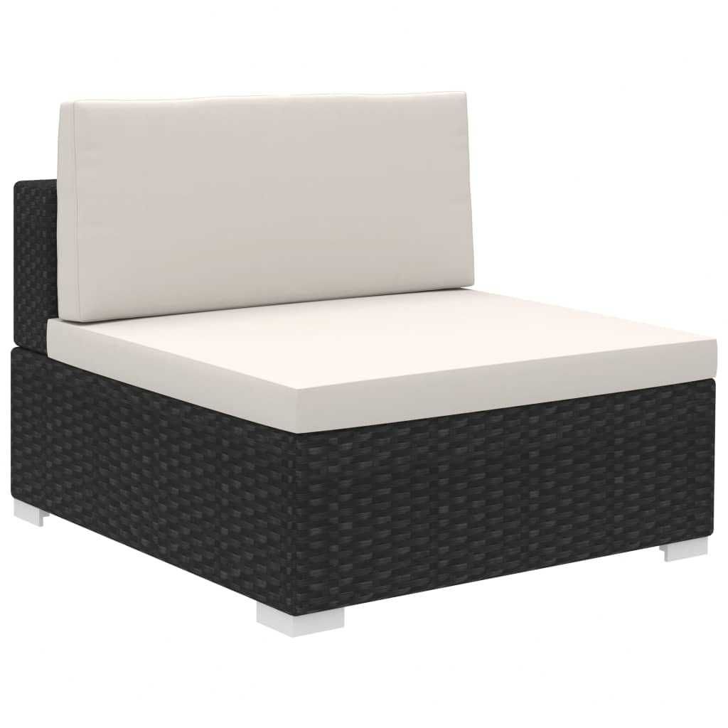 Set mobilier de gradina/terasa canapea/coltar Negru/Crem Ratan IMOLA