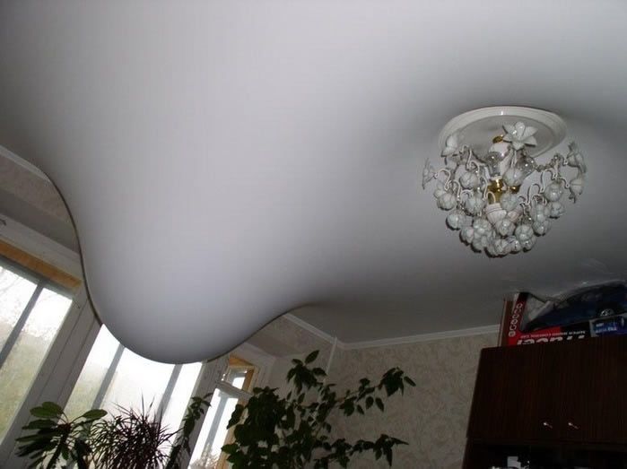 Ремонт натяжного потолка безопасный слив воды