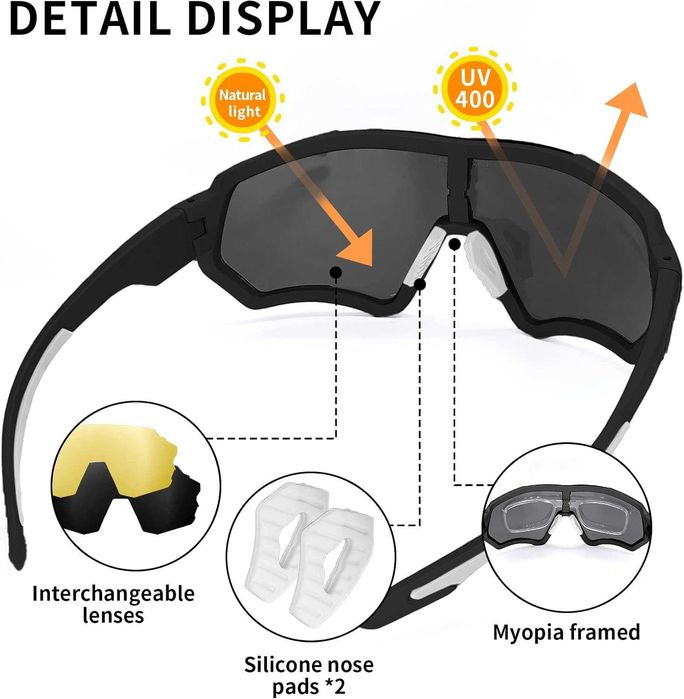 Ochelari polarizati sport pt ciclisti,unisex,3 lentile,BRZSACR,noi