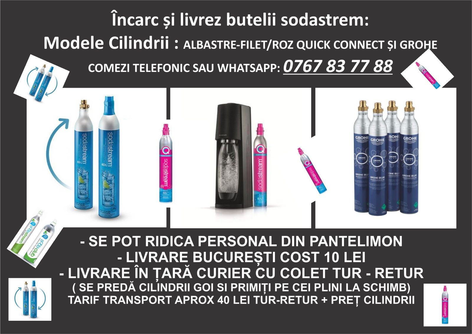 Incarc și livrez butelii sodastream