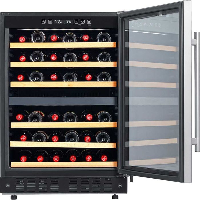 Racitor de vinuri VORTEX VWC14SBK02M, 44 sticle, 2 zone de racire