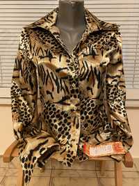 Чисто нови дамски ризи от копринен сатен във леопардов принт