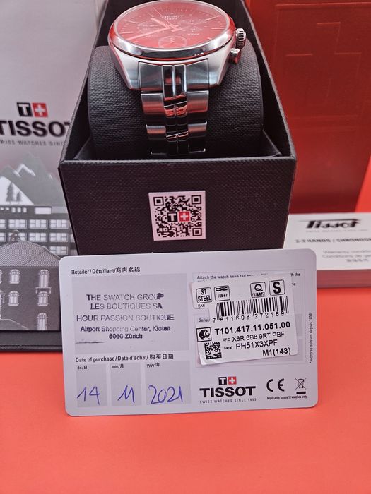 Tissot PR 100 Chronograph Quartz – Black Dial, Full Set
