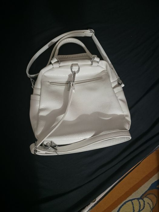 Geantă damă Silvia Rosa, albă, piele ecologică, spațioasă