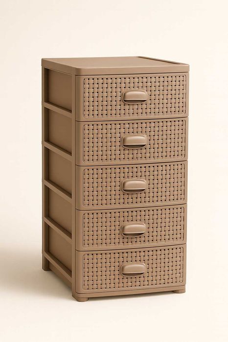 Комод пластиковый с плетёным дизайном – 3, 4 и 5 этажей