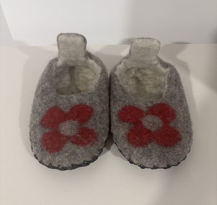 Papuci casa copii, lana impaslita