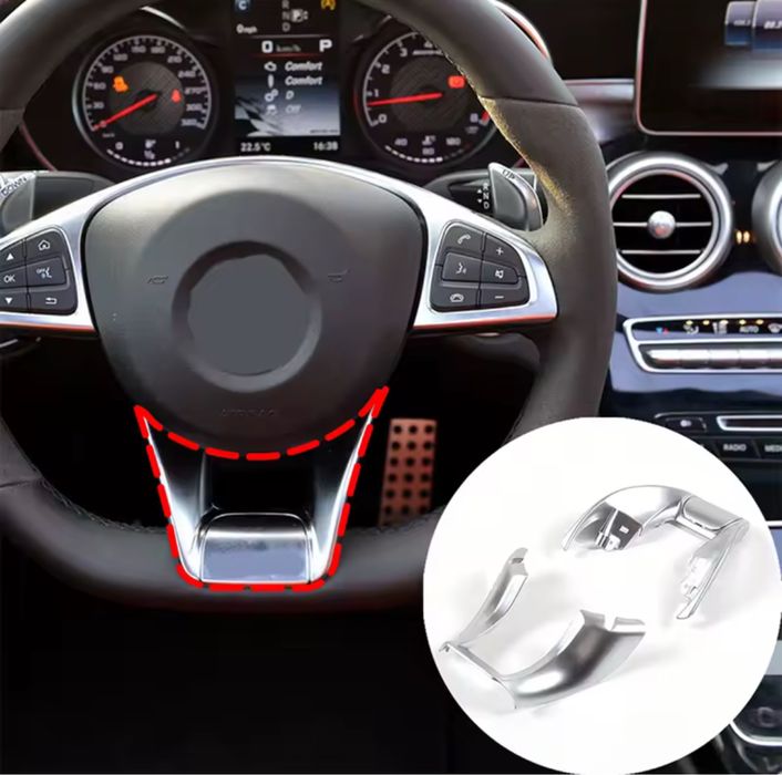 За Mercedes-Benz 2015-2018 хромиран декоративен капак на волана AMG
